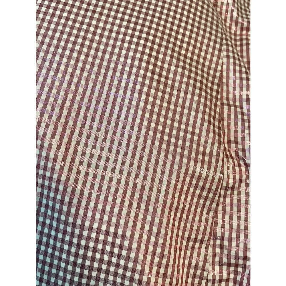 Brøgger Metallic Gingham Midi Skirt Designer Hem Pink M